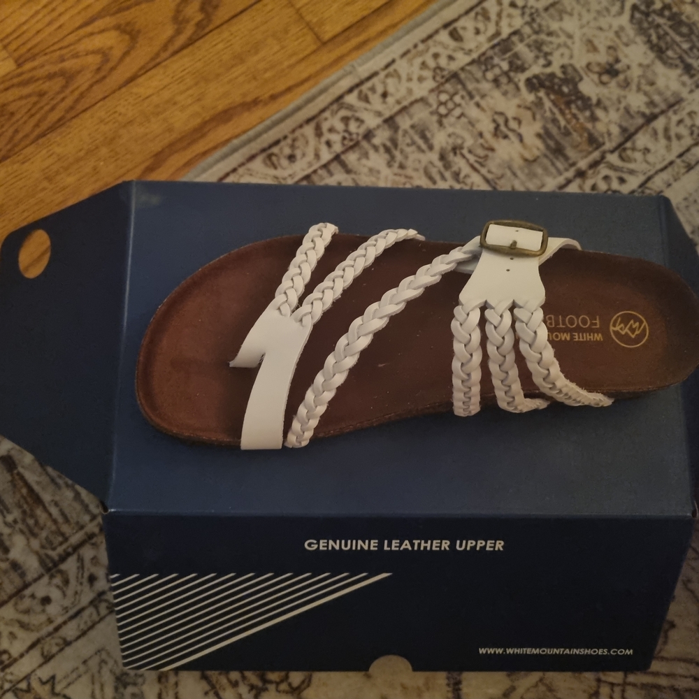 White Mountain Women's White Braided Leather Sandal
